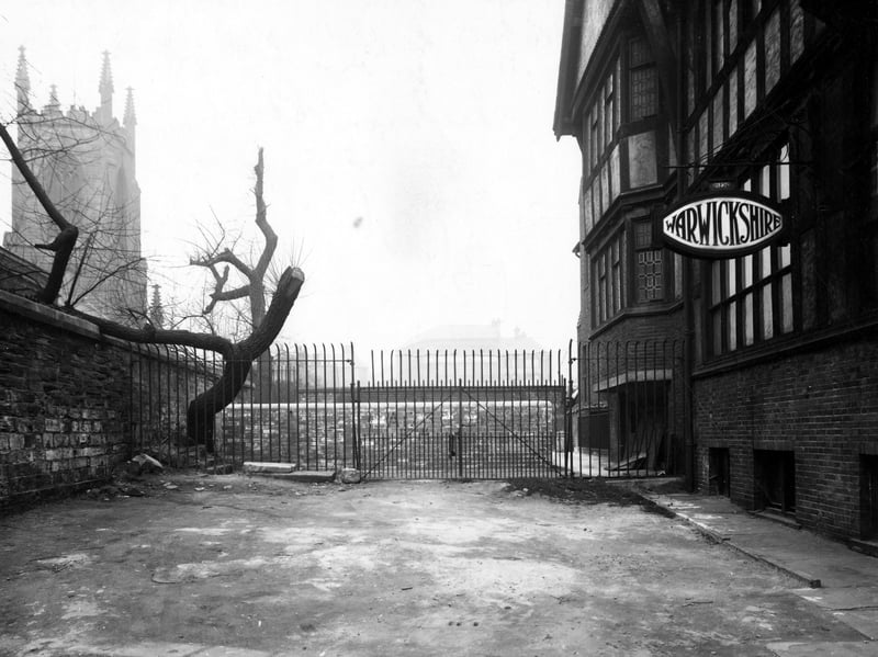 Warwickshire Furnishing Co. Ltd., at nos. 15, 17 & 19 Merrion Street. Now occupied by Nash's Tudor Fish Restaurant. In the background, to the left, can be seen St. John's Church, Briggate. Pictured in April 1943.
