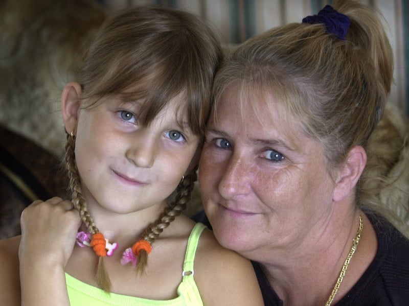 Lydia Richardson with her granddaughter Lauren Smith who saw off burglars who broke into her home. Pictured in August 2003.