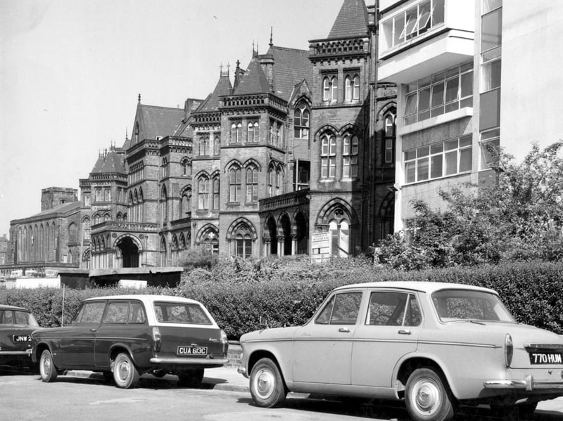 Looking down Great George street showing the front of Leeds General Infirmary.