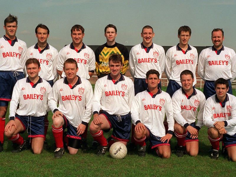 Division 2 team Dewsbury Moor Athletic pictured in September 1996. Back row, from left, are Andy Bean, Tony Fedzin, Paul Warner, Paul Eversden, Martin Senior, Daniel Scott and Paul Ginelly (player-manager). Front row, from left, are Steven Fedzin, Steve Longstaffe, John McNamara, (captain) Andy Owens, Matthew Tate and Ryan Gray.