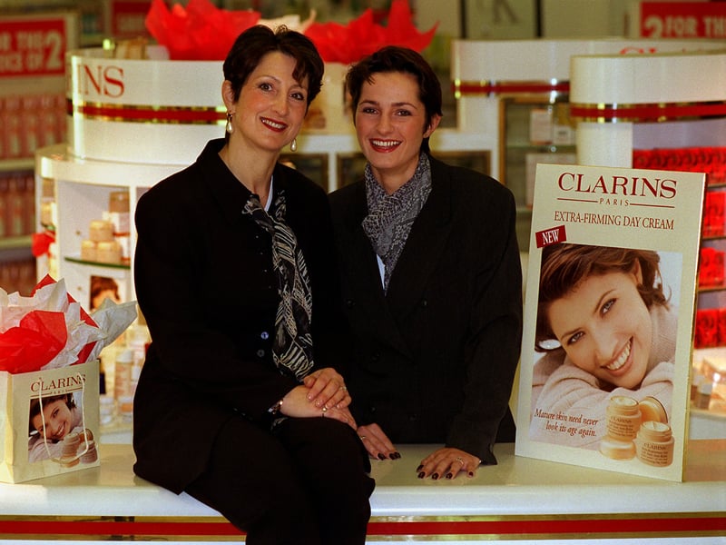 Sandi Firth, left, with her daughter Melanie Cooper at the Clarins counter in Boots at Bond Street Shopping Centre where they enjoyed a make-over which they won in a competition.