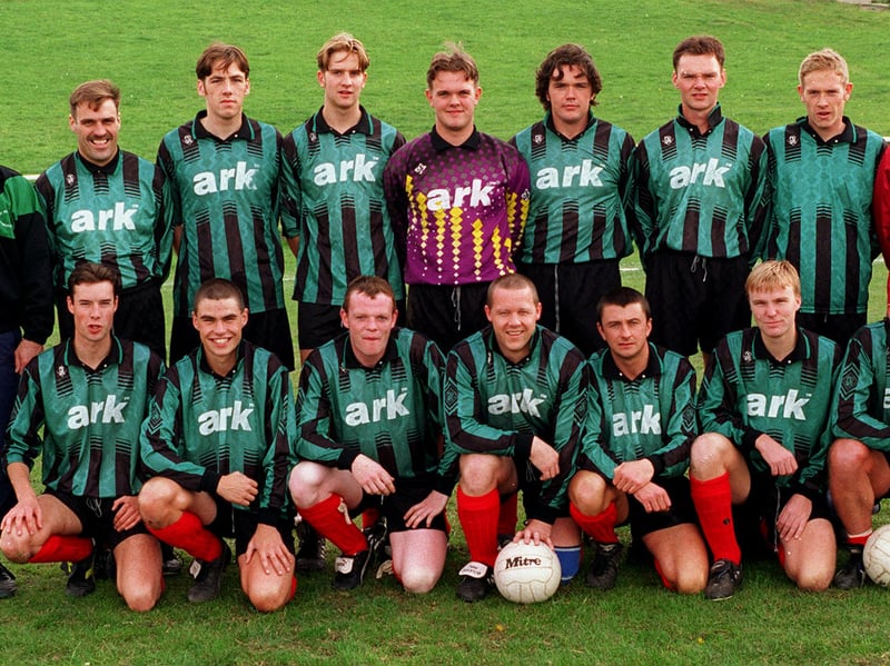 Beeston St Anthony's. Back row, from left are Allan Doughty (assistant manager) Bob Greenwood, Tony Garth, Martin Addinall, Andrew Moss, Dave Burke, Kevin Burke, Neil Morgan, and Howard Walker (manager). Front row, from left, are  Andy Taylor, Craig Redmond, Bob Wenstrom, Glen Smith( captain), Neil Doughty Sam Cook and Gary Jackson.