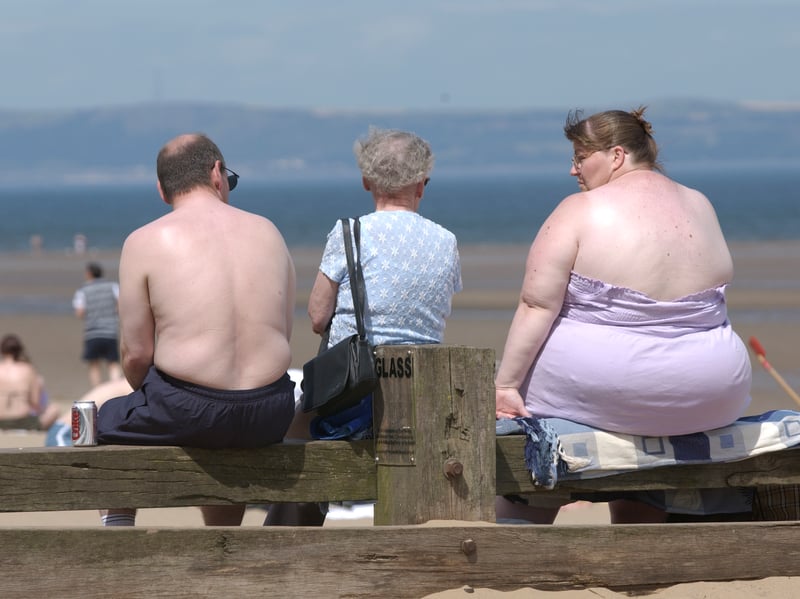 Soaking up the sun on Portobello Beach in July 2006.
