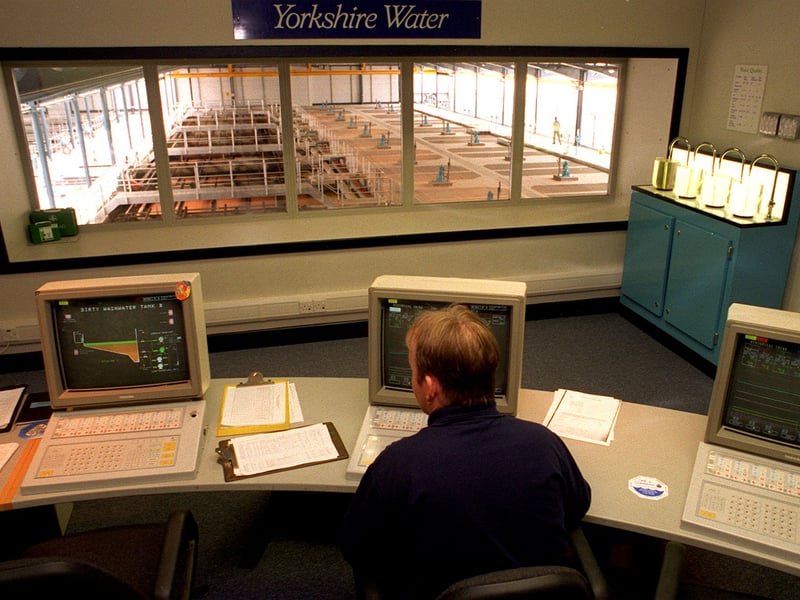 An engineer monitors the water flow at Yorkshire Water's new treatment plant.