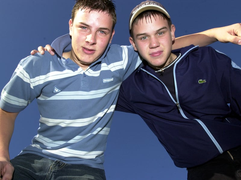 This is Oliver Phillips, left, and Daniel Greenaway who were hoping to start their own rugby club. The teenagers are pictured in October 2002.