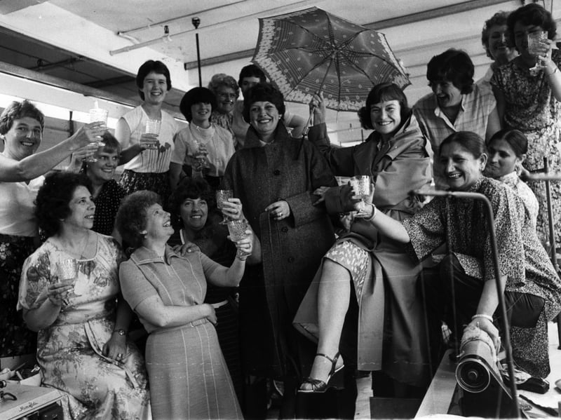 

Wilshaw Rainwear is officially opened by Bradford's Lord Mayor, Councillor Daniel Coughlin, in September 1981. The workers' co-operative was set up by 25 former employees of Straightcode Ltd, of Broad Lane, Bradford, who pooled their redundancy money after the company went into liquidation in April. The five men and 20 women rented, painted and fitted out their new premises after buying equipment at knock-down prices from the old company.