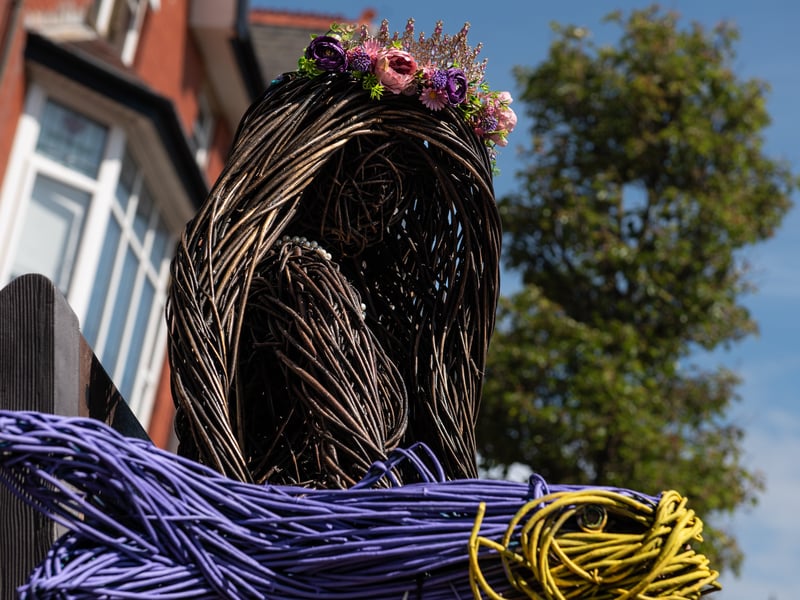 A surreal willow sculpture of a mermaid, made by Helena Melanchip. Photo: Lucinda Herbert