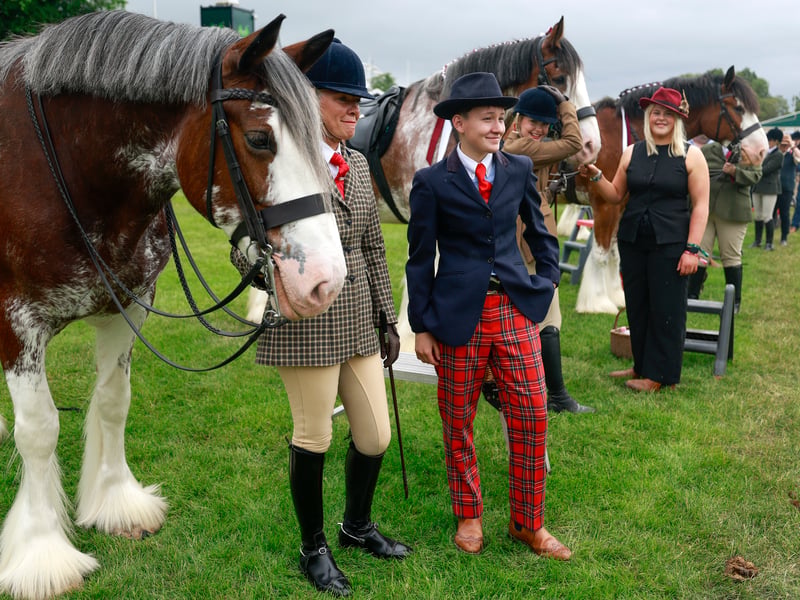 Clydesdale horses are shown during the 240th Royal Highland Show at the Royal Highland Centre on June 18, 2026 in Edinburgh, Scotland.
