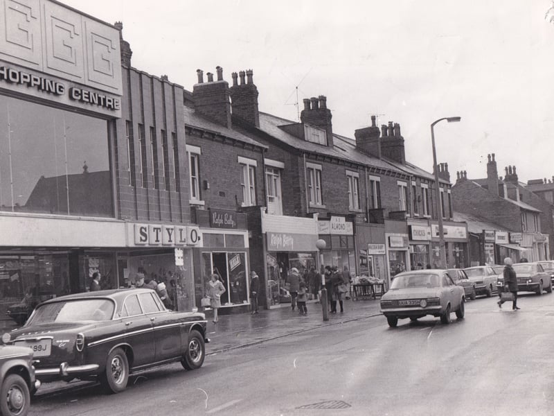 Shops on Austhorpe Road in January 1973.