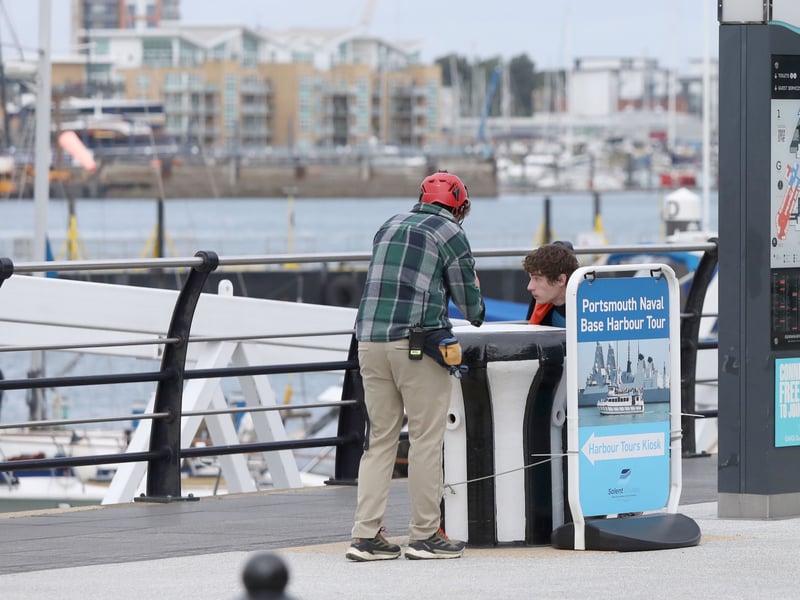  Joel Mawhinney getting ready at Gunwharf Quays, 