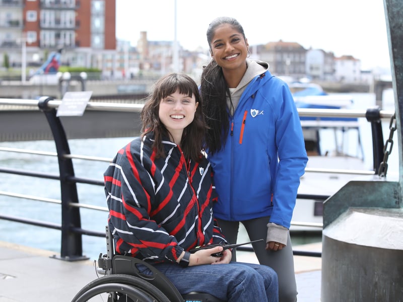 Joel's co-presenters Shini Muthukrishnan and Abby Cook at Gunwharf Quays