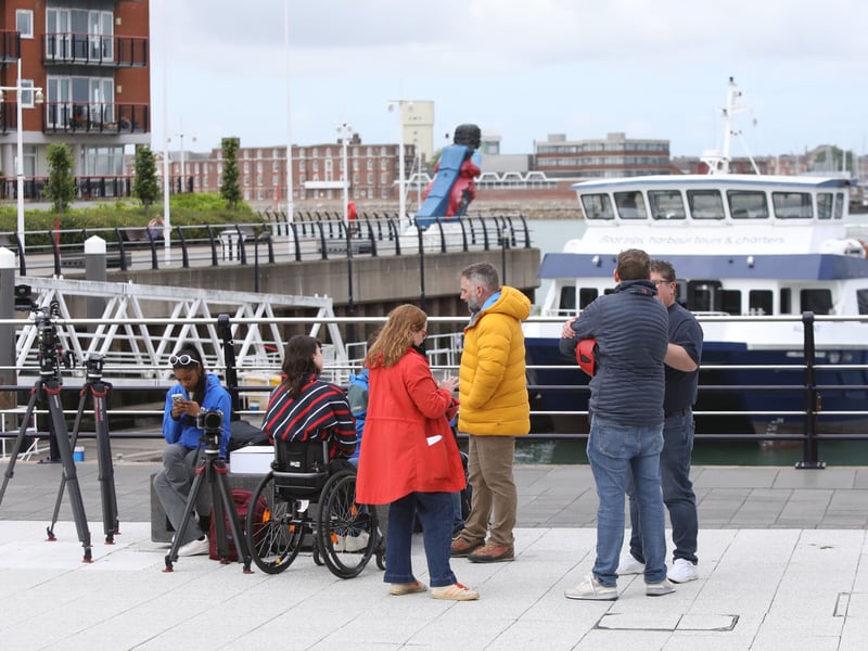 The BBC Blue Peter production crew filming the last challenge of Joel Mawhinney at Spinnaker Tower, Portsmouth on Friday, June 5  