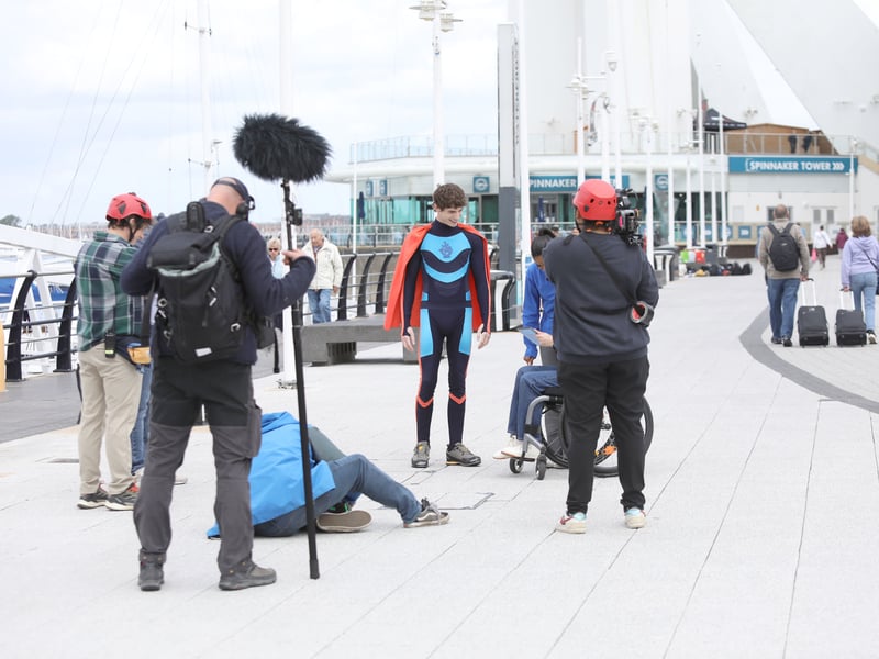 The BBC Blue Peter production crew filming 