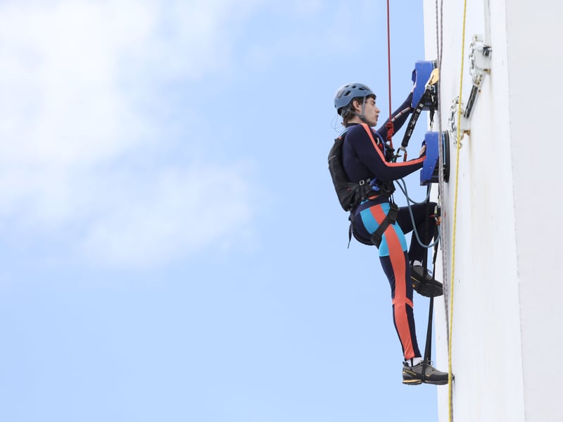  Joel Mawhinney climbing the Spinnaker Tower