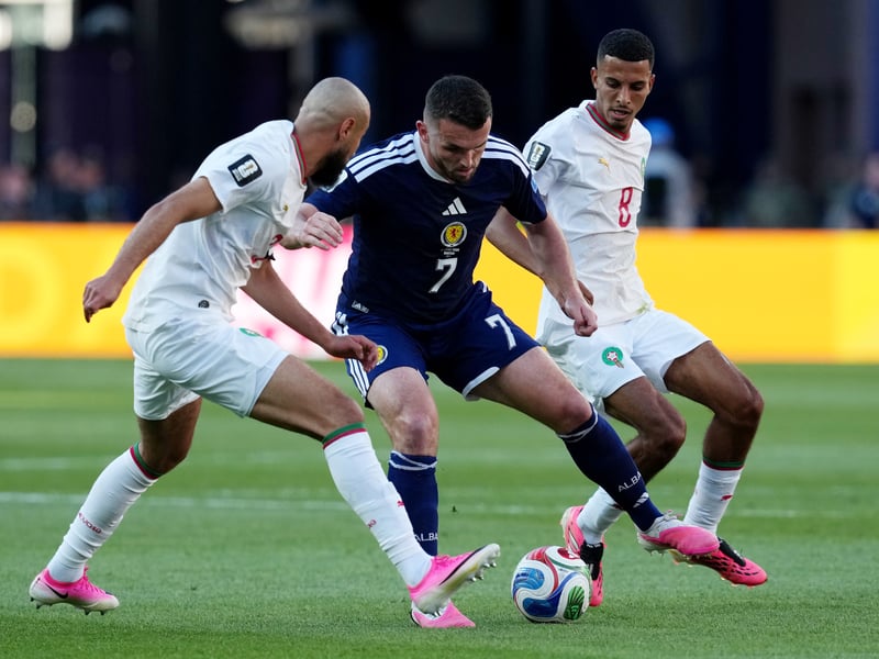 Half-hearted appeals for a penalty for one of Scotland's talismen. Tried to make things happen but little end product. A lot of the night spent defending. Came off late. 5