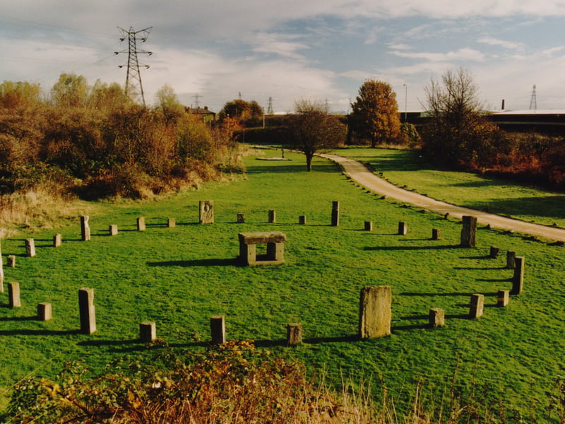 The stone circle near to Thwaite Mills Museum pictured in November 1999.