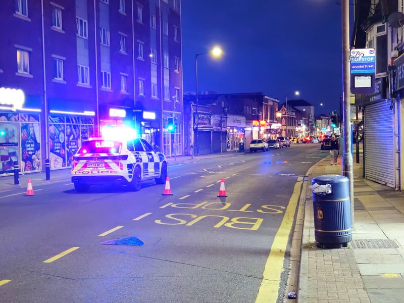 The scene in Fratton Road on June 20.