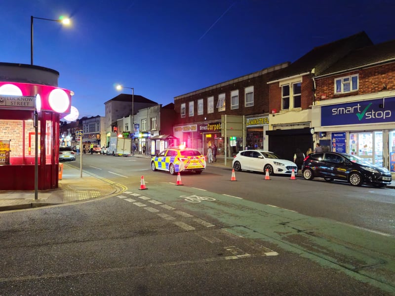 The scene in Fratton Road on June 20.