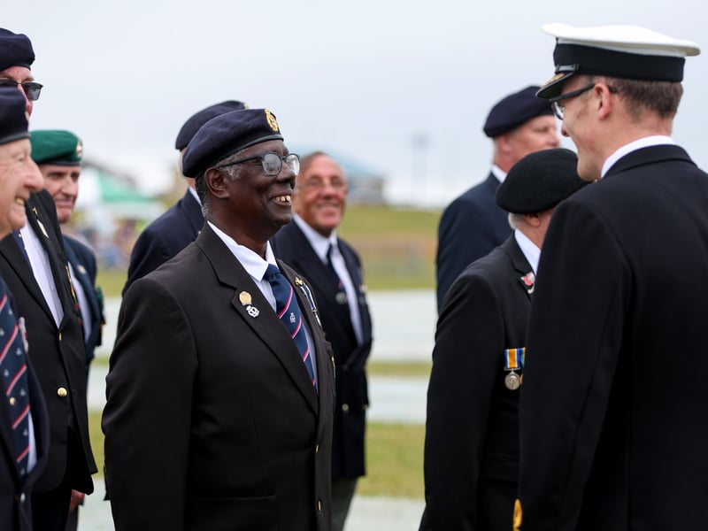 Inspecting officer chats with David Johnson.