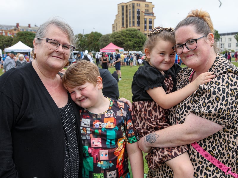 From left, Diane McCaffery, Frank Jackson, 8, Elsie Jackson, 7, and Lynsey Jackson.