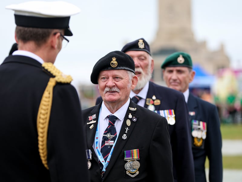 Inspecting officer chats with Peter Ellam.