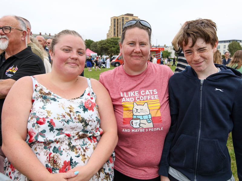 From left, Alex Chappell, Becky Beckett and her son, Joshua Beckett, 13.