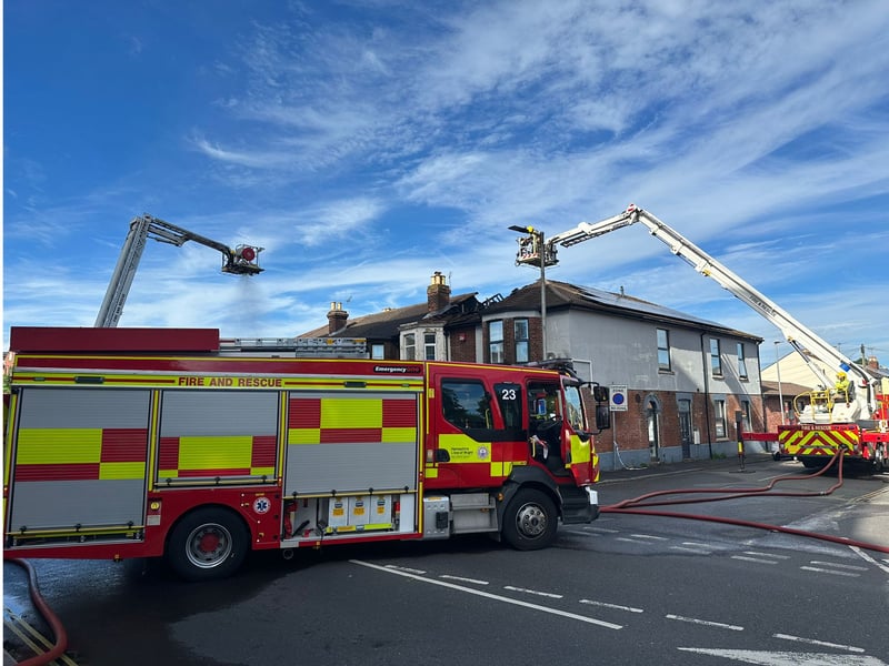 Firefighters tackling the blaze in Cosham on June 20.