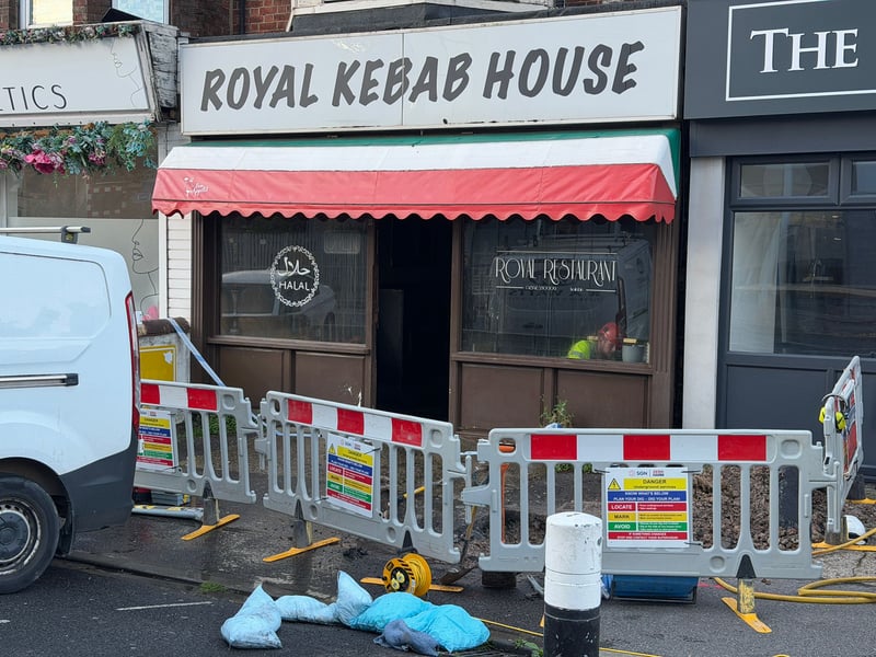 The front of Royal Kebab House which set ablaze on June 20.
