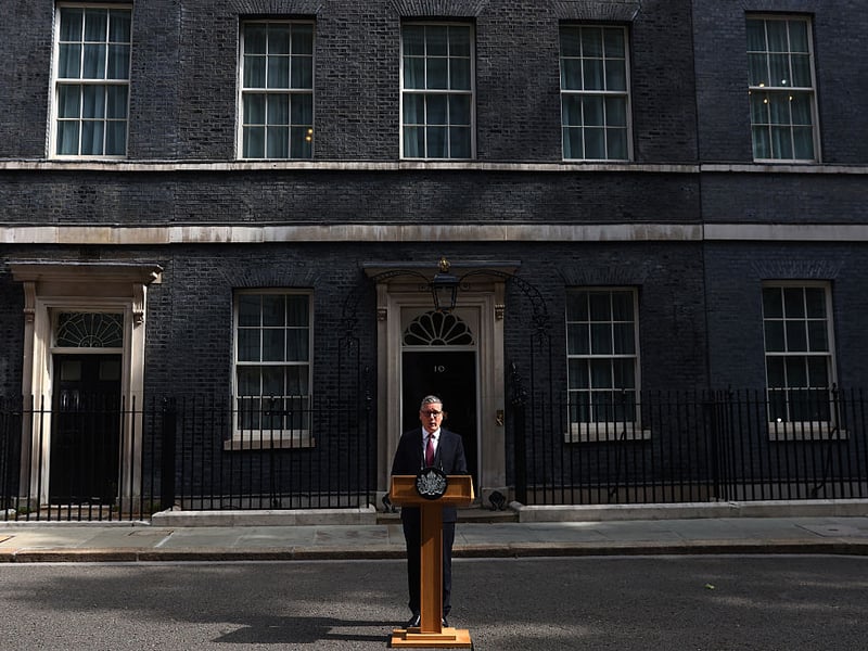 Keir Starmer in front of 10 Downing Street.
