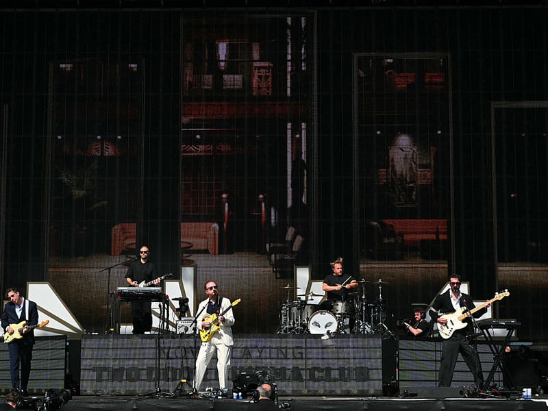 Northern Irish rock band Two Door Cinema Club perform on the main stage.