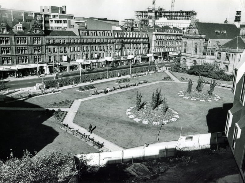 Sheffield's Peace Gardens in October 1975