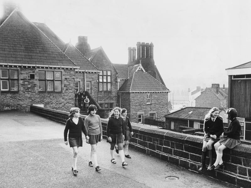 The seconday school at Pateley Bridge in Nidderdale, Yorkshire, in January 1973