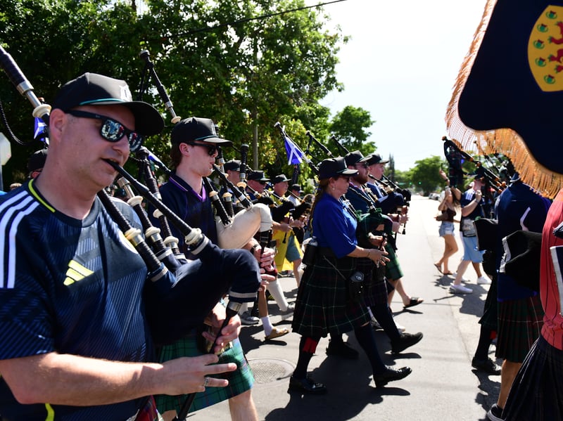 The Tartan Army march to LoanDepot Park in Miami.