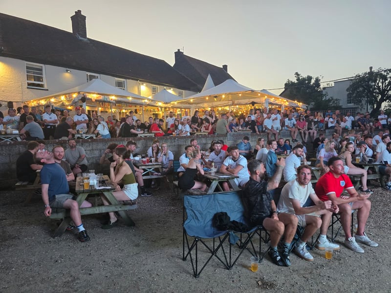 Football fans at the Ship Inn in Langstone for England-Ghana in the World Cup group stage on June 23, 2026