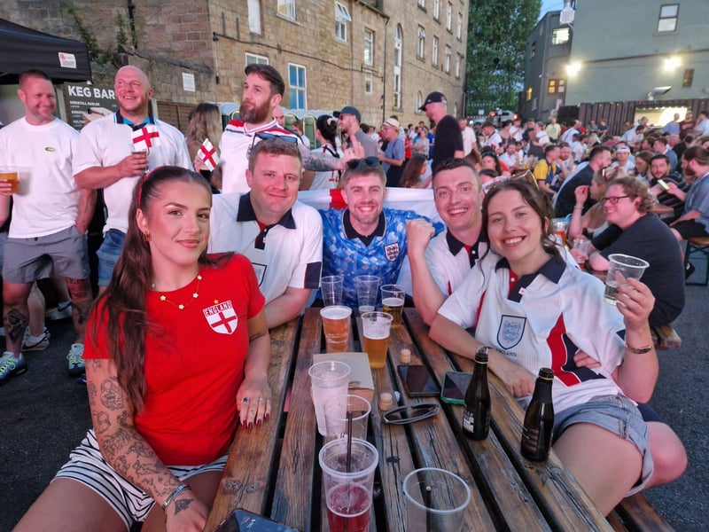 England fans enjoying the warm weather this evening in Leeds.