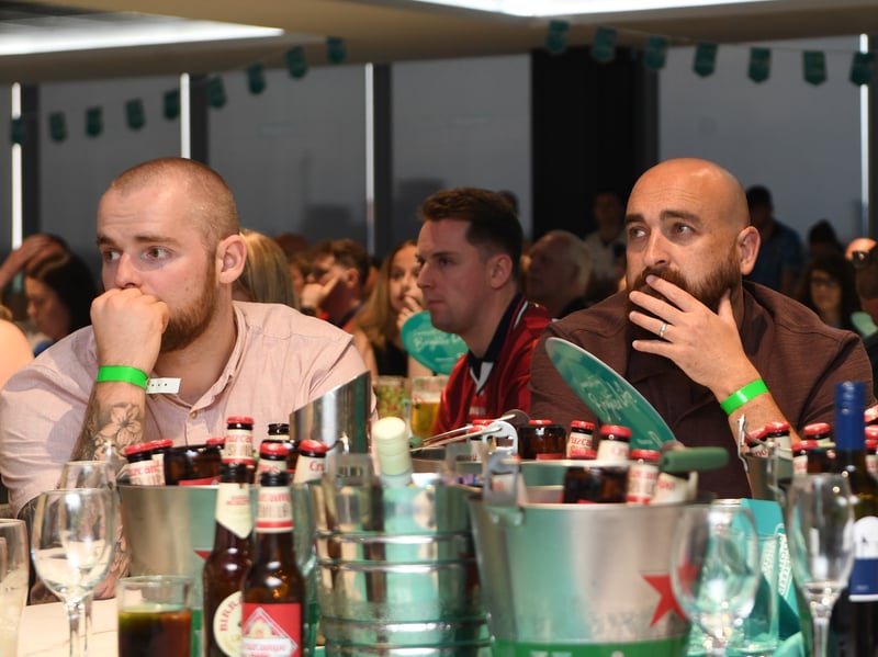 Fans watch on nervously during the England match at Elland Road tonight.