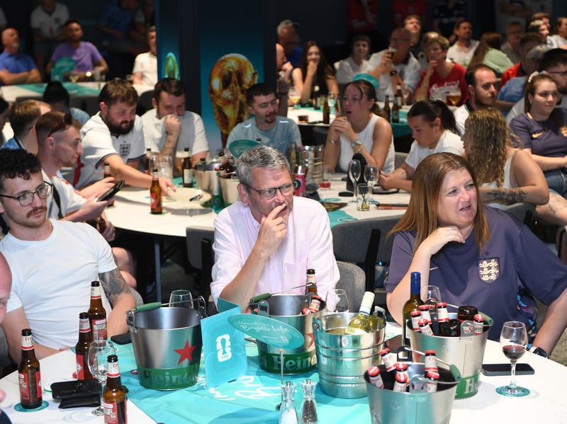 Fans gathered at Elland Road for Hisense World Cup Party joined by Leeds United former team mates Kalvin Phillips and Patrick Bamford.