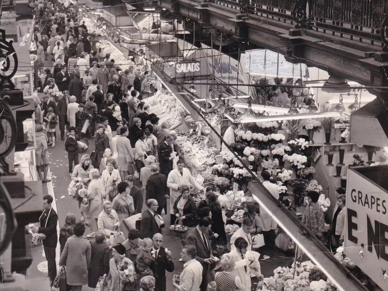 A packed Leeds Kirkgate Market in September 1970.