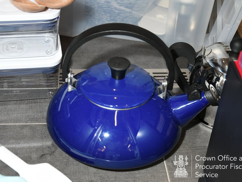 An £85.24 Le Creuset Enamel On Steel Zen Tea Kettle was found in the motorhome.