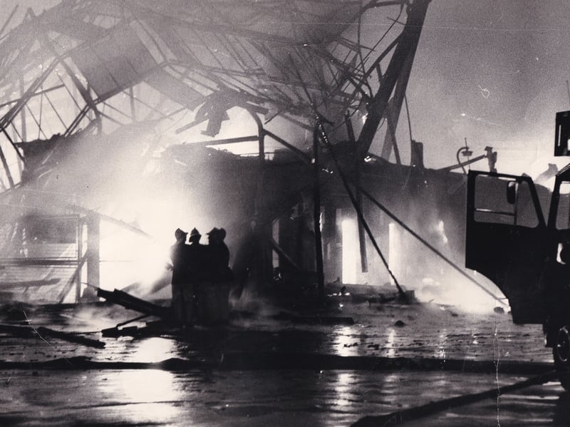 Kirkgate Market at the height of the blaze on December 13, 1975.