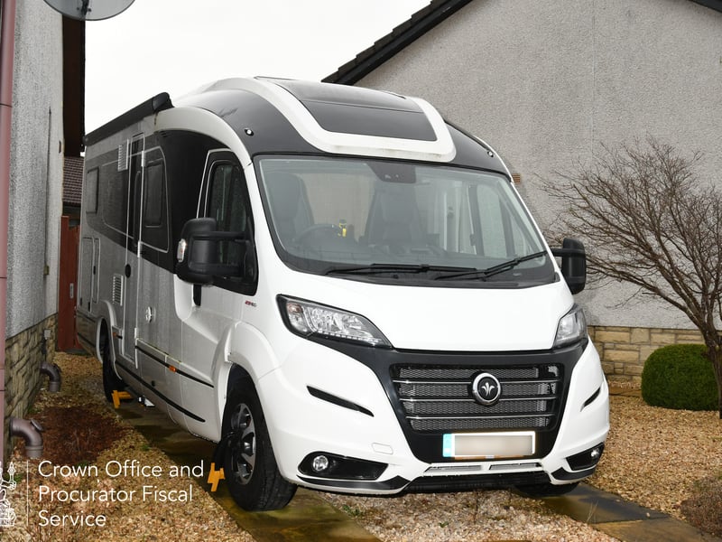 The now infamous motorhome parked at Peter Murrell's parents' house.