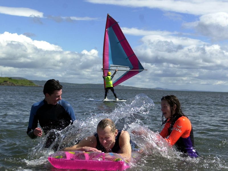 East of Scotland Water mark the start of the bathing season at Cramond Beach in 2009.