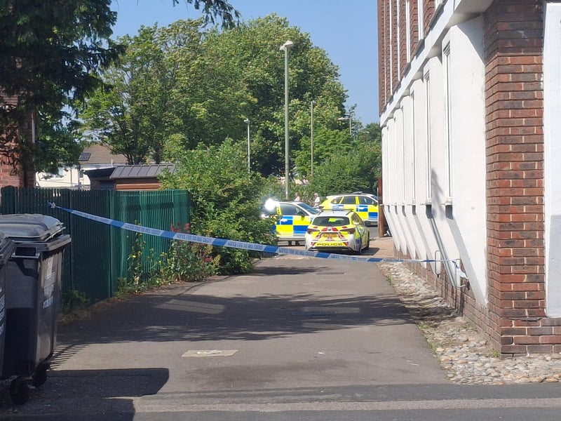 Armed police and fire crews have been deployed to Portchester Precinct, with part of the area "sealed off" from the public.