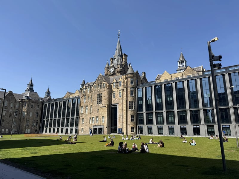 People were making the most of the green space outside the Futures Institute in Edinburgh.
