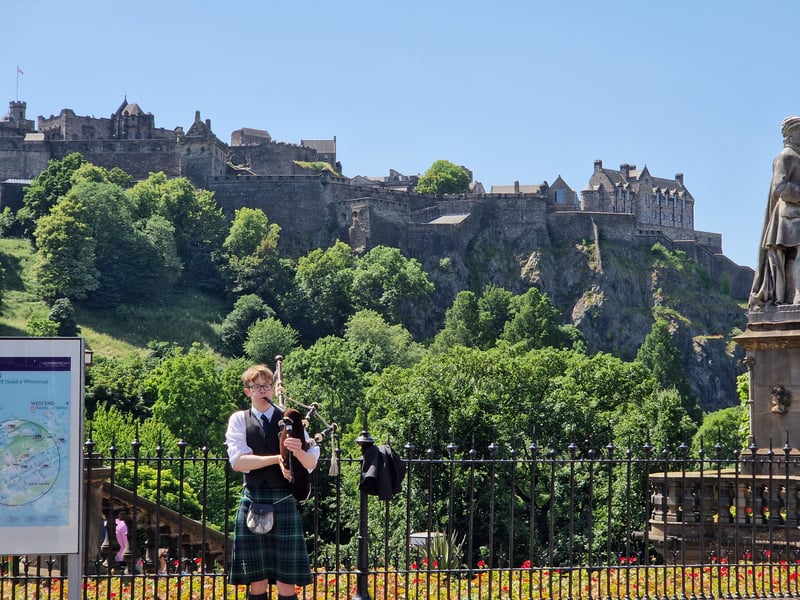 The pipes were in full swing in front of Edinburgh Castle