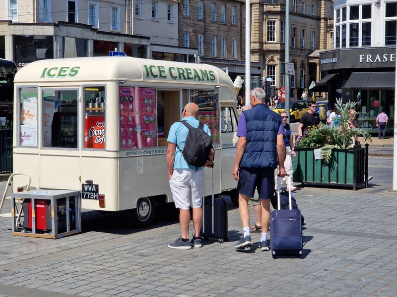 Ice cream vans were inundated with business.
