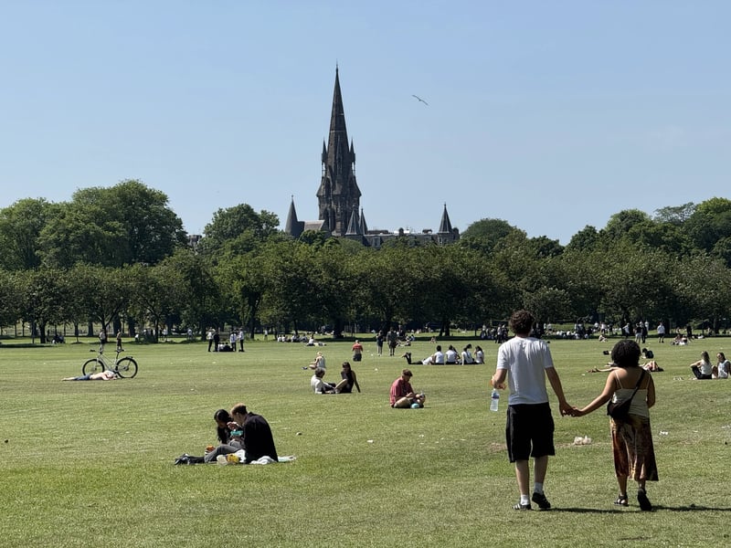 Picnickers headed to the Meadows for a lunch in the sun.