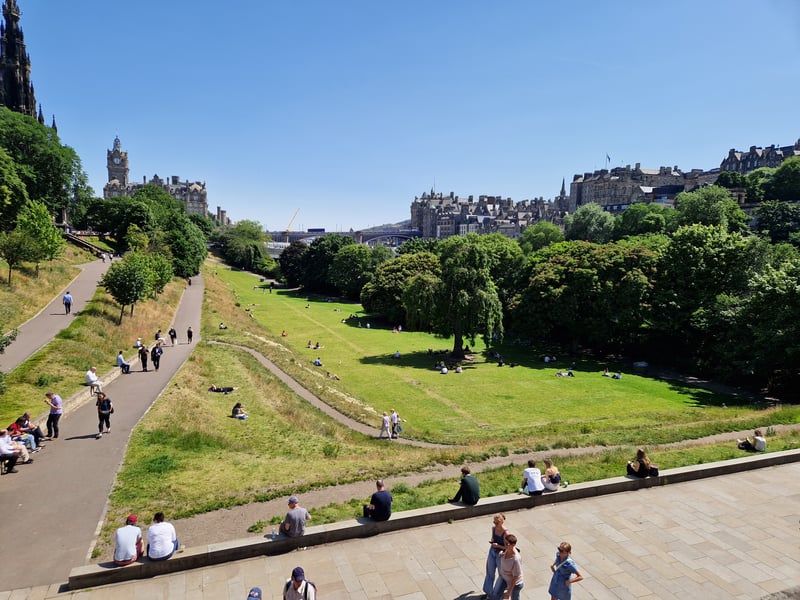 Princes Street Gardens was awash with people making the most of the good weather.
