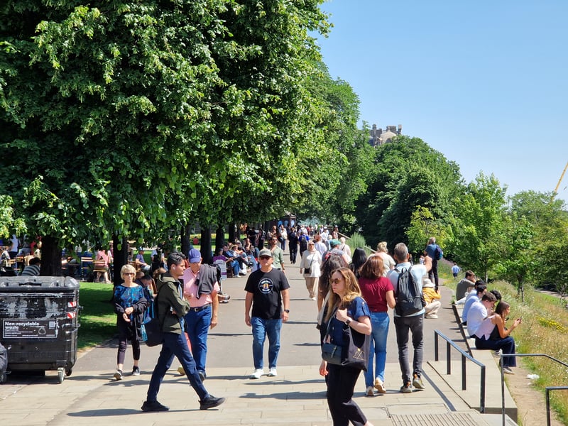 Princes Street Gardens was packed as the sun gave people an excuse to get out and about