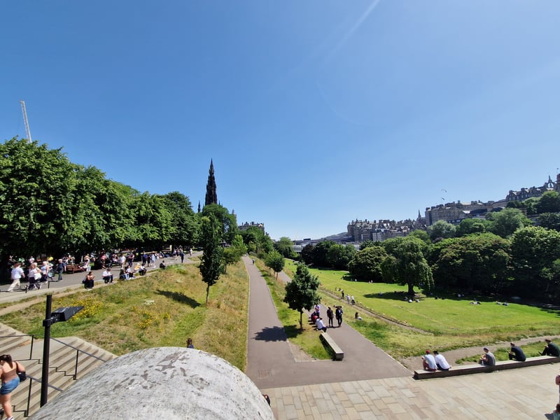 There were perfect blue skies over Edinburgh's Princes Street Gardens.